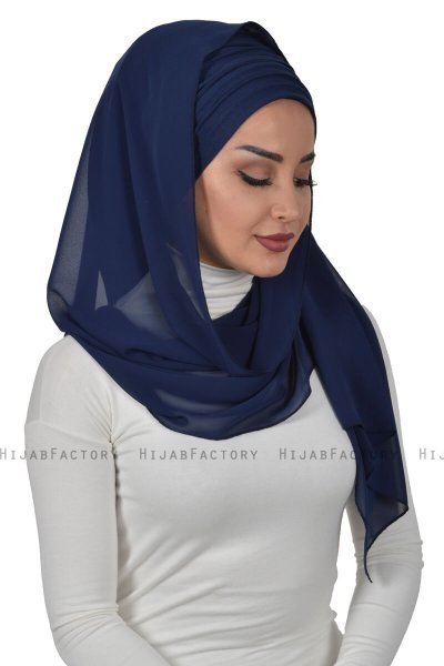 Alva - Navy Blau Praktisch Hijab & Untertuch