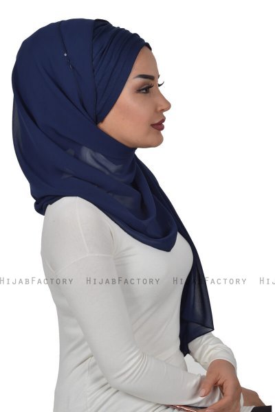 Alva - Navy Blau Praktisch Hijab & Untertuch