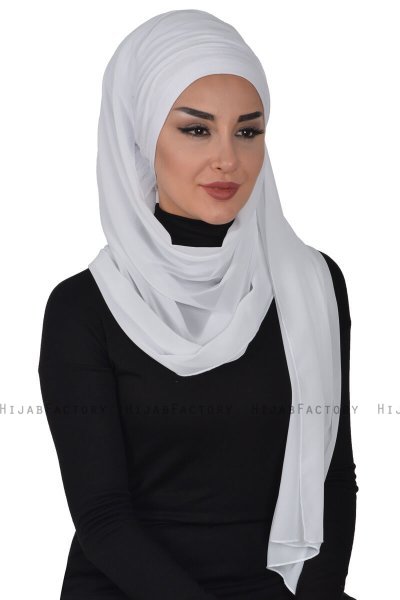 Alva - Weiß Praktisch Hijab & Untertuch