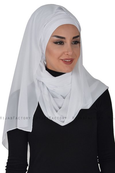 Alva - Weiß Praktisch Hijab & Untertuch
