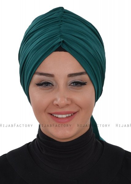 Amy - Dunkelgrün Baumwolle Turban - Ayse Turban