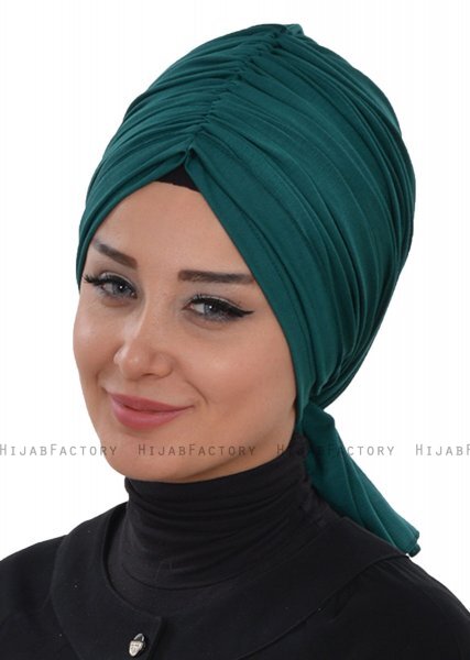 Amy - Dunkelgrün Baumwolle Turban - Ayse Turban