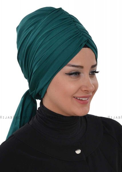 Amy - Dunkelgrün Baumwolle Turban - Ayse Turban