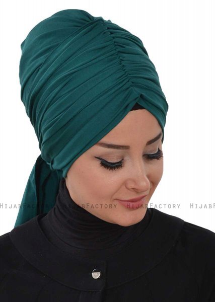 Amy - Dunkelgrün Baumwolle Turban - Ayse Turban