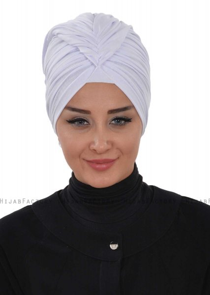 Amy - Weiß Baumwolle Turban - Ayse Turban