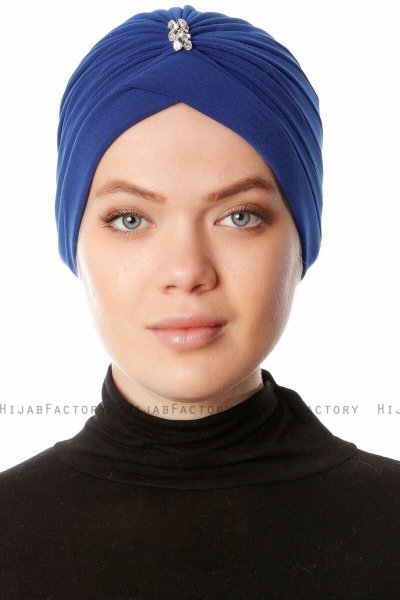 Arwa - Blau Crepe Chiffon Turban - Sehr-i Sal