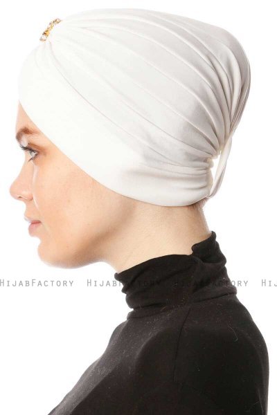 Arwa - Creme Crepe Chiffon Turban - Sehr-i Sal