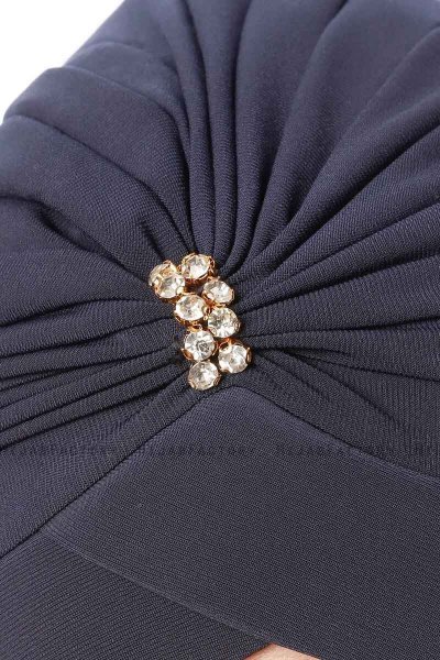 Arwa - Navy Blau Crepe Chiffon Turban - Sehr-i Sal