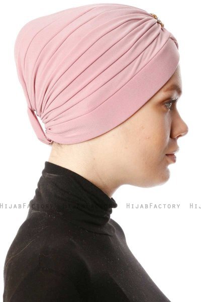 Arwa - Dunkelrosa Crepe Chiffon Turban - Sehr-i Sal