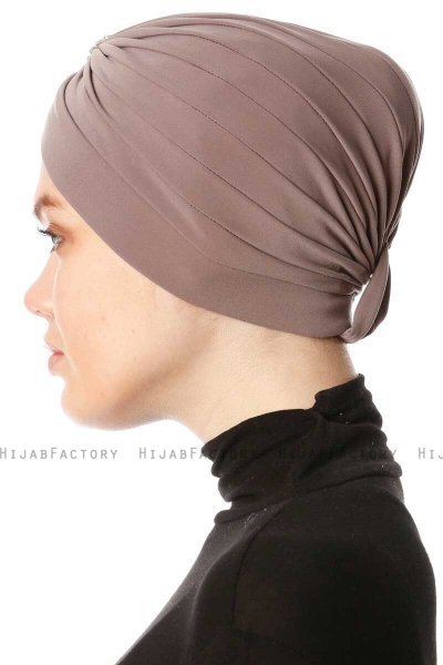 Arwa - Taupe Crepe Chiffon Turban - Sehr-i Sal