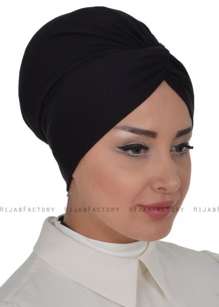 Astrid - Schwarz Baumwolle Turban - Ayse Turban