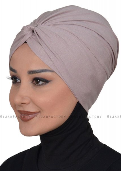 Astrid - Taupe Baumwolle Turban - Ayse Turban