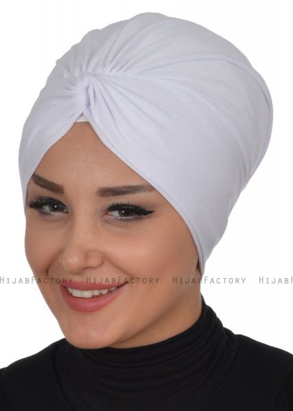 Astrid - Weiß Baumwolle Turban - Ayse Turban