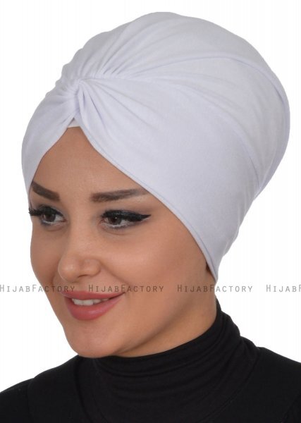 Astrid - Weiß Baumwolle Turban - Ayse Turban