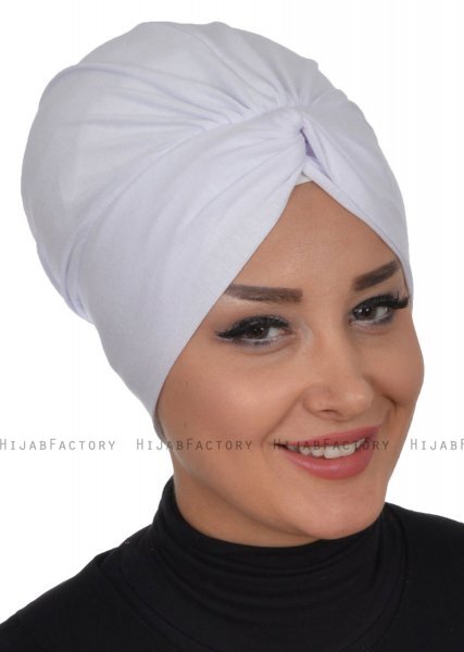 Astrid - Weiß Baumwolle Turban - Ayse Turban