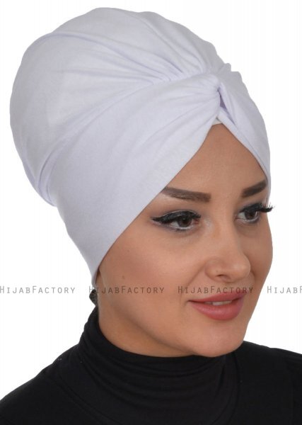 Astrid - Weiß Baumwolle Turban - Ayse Turban