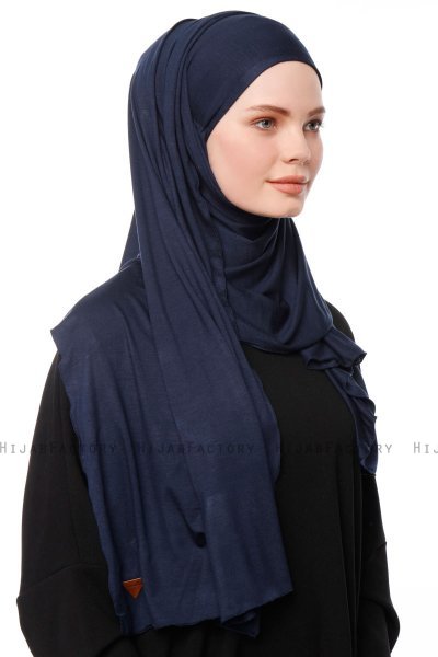 Asya - Navy Blau Praktisch Viscose Hijab