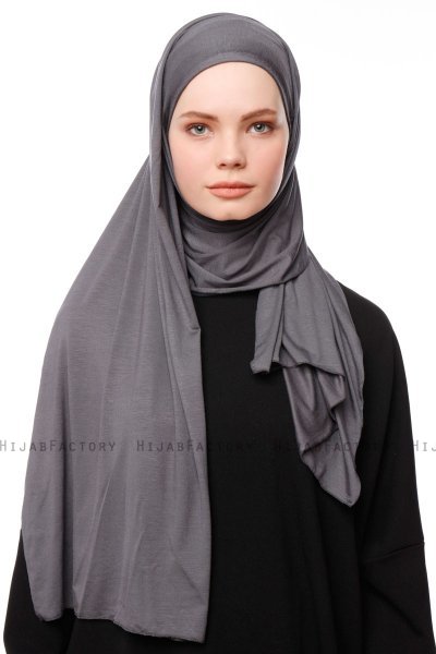 Asya - Dunkelgrau Praktisch Viscose Hijab