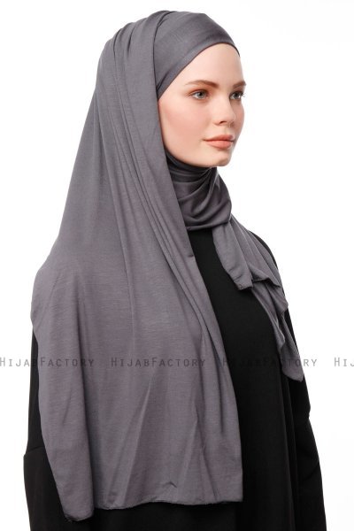 Asya - Dunkelgrau Praktisch Viscose Hijab