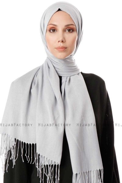 Aysel - Hellgrau Pashmina Hijab - Gülsoy