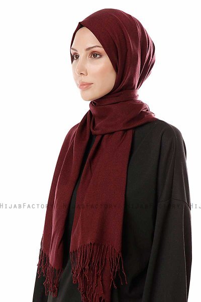 Aysel - Dunkel Bordeaux Pashmina Hijab - Gülsoy
