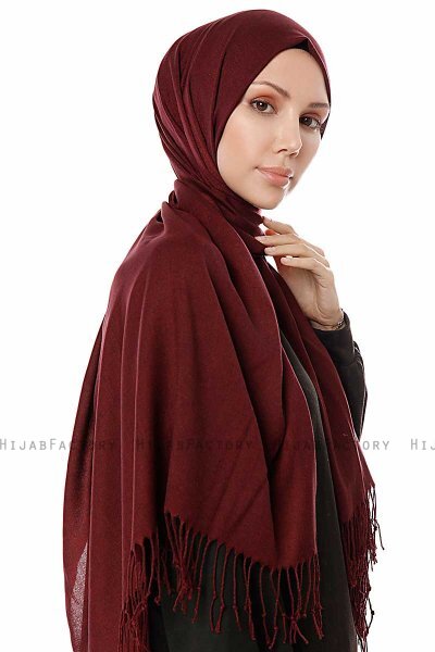 Aysel - Dunkel Bordeaux Pashmina Hijab - Gülsoy