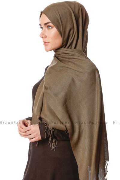 Aysel - Dunkles Khaki Pashmina Hijab - Gülsoy