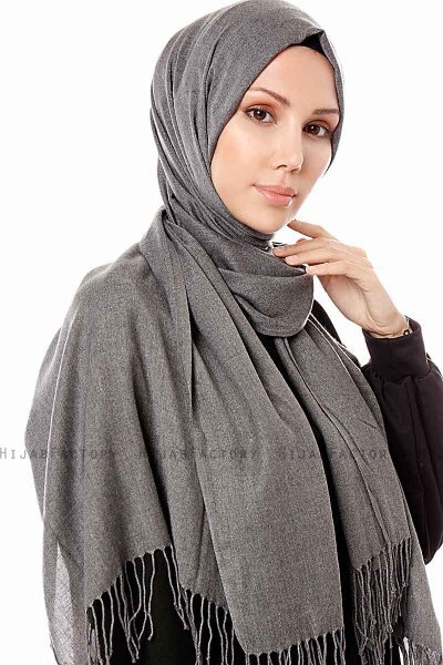 Aysel - Dunkelgrau Pashmina Hijab - Gülsoy