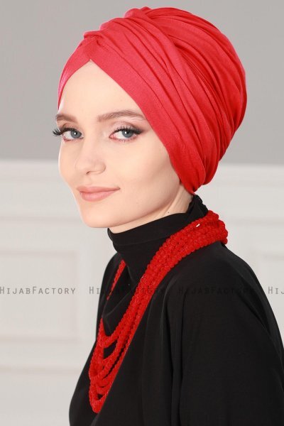 Fiona - Rot Baumwolle Turban - Ayse Turban