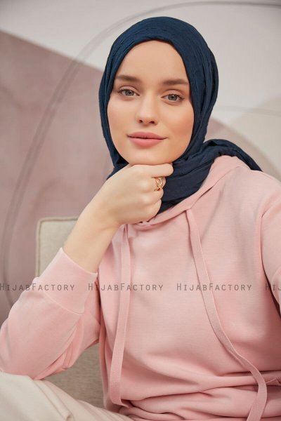 Serap - Navy Blau Bamboo Crash Hijab