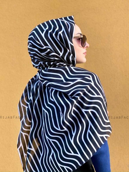 Berrin - Schwarz Gemustert Baumwolle Hijab - Mirach