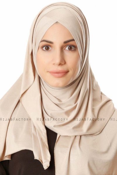 Betul - Helltaupe 1X Jersey Hijab - Ecardin