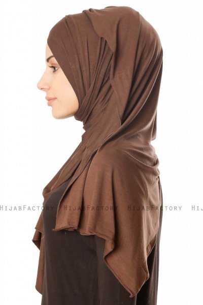 Betul - Dunkelbraun 1X Jersey Hijab - Ecardin