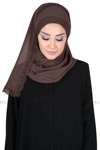 Carin - Braun Praktisch Chiffon Hijab