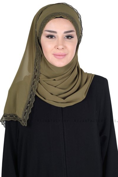 Carin - Khaki Praktisch Chiffon Hijab