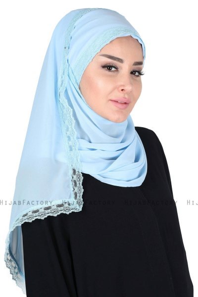 Carin - Hellblau Praktisch Chiffon Hijab