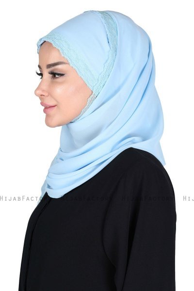 Carin - Hellblau Praktisch Chiffon Hijab