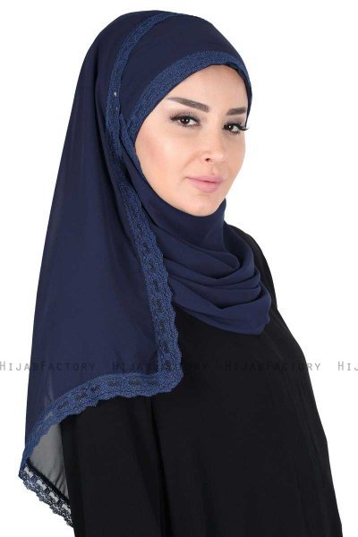 Carin - Navy Blau Praktisch Chiffon Hijab