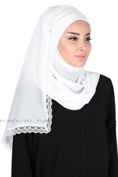 Carin - Offwhite Praktisch Chiffon Hijab