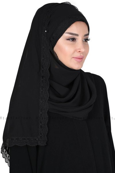 Carin - Schwarz Praktisch Chiffon Hijab