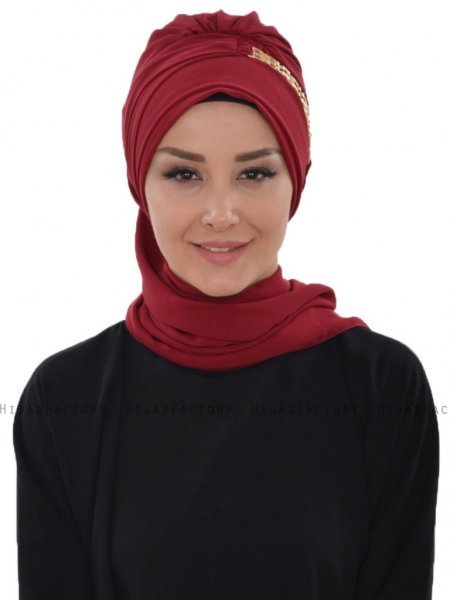 Carmen Bordeaux Instant One-Piece Praktisk Hijab Ayse Turban 325407-1