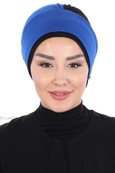 Clara - Blau & Schwarz Baumwolle Turban