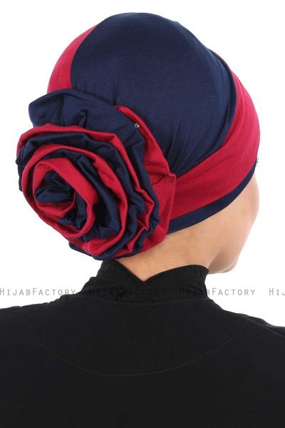 Clara - Bordeaux & Navy Blau Baumwolle Turban