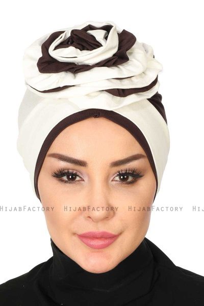 Clara - Creme & Braun Baumwolle Turban