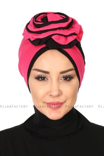 Clara - Fuchsie & Schwarz Baumwolle Turban