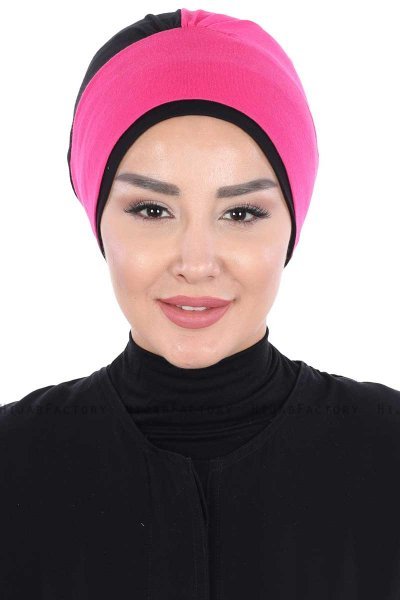 Clara - Fuchsie & Schwarz Baumwolle Turban