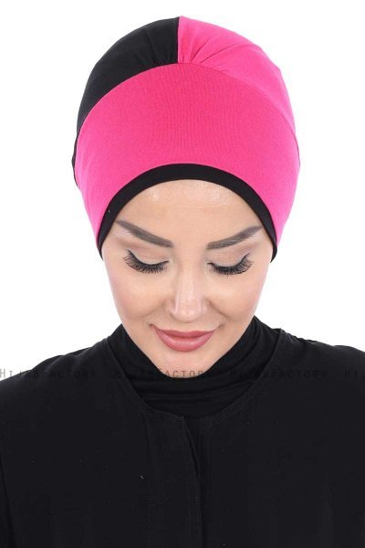 Clara - Fuchsie & Schwarz Baumwolle Turban
