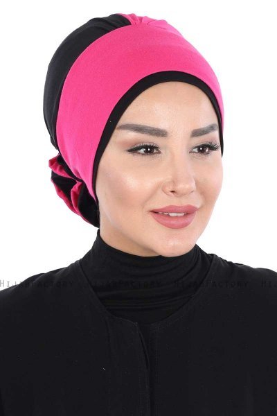 Clara - Fuchsie & Schwarz Baumwolle Turban