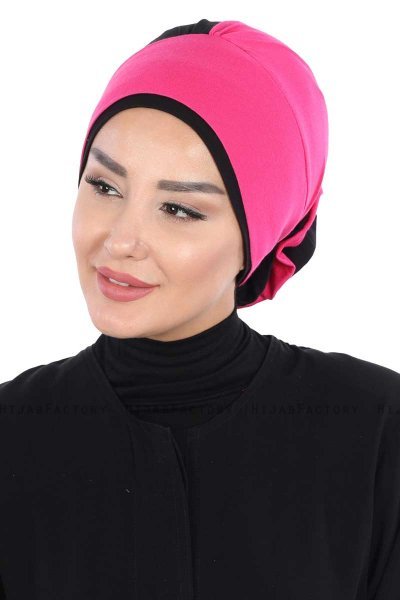 Clara - Fuchsie & Schwarz Baumwolle Turban