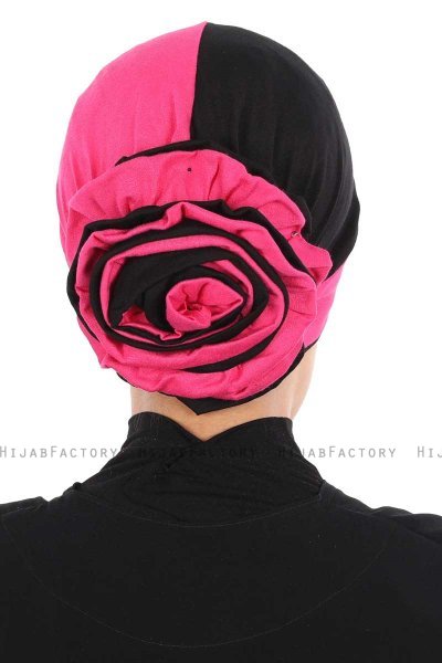 Clara - Fuchsie & Schwarz Baumwolle Turban